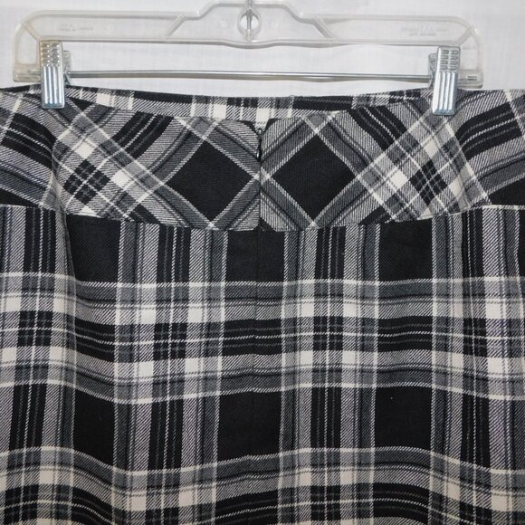 TRIBAL Womens 14 White Black Plaid Wool Blend Lined Skirt - Picture 7 of 8